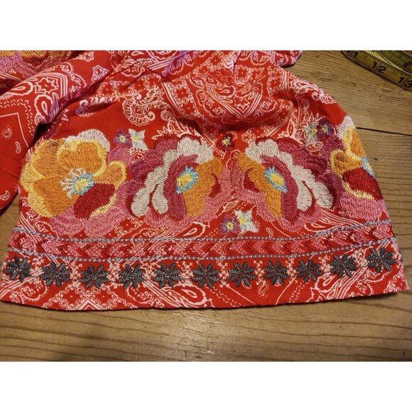 Savanna Jane Womens S Blouse Embroidered Floral 100% Rayon Lightweight Boho - Picture 5 of 7